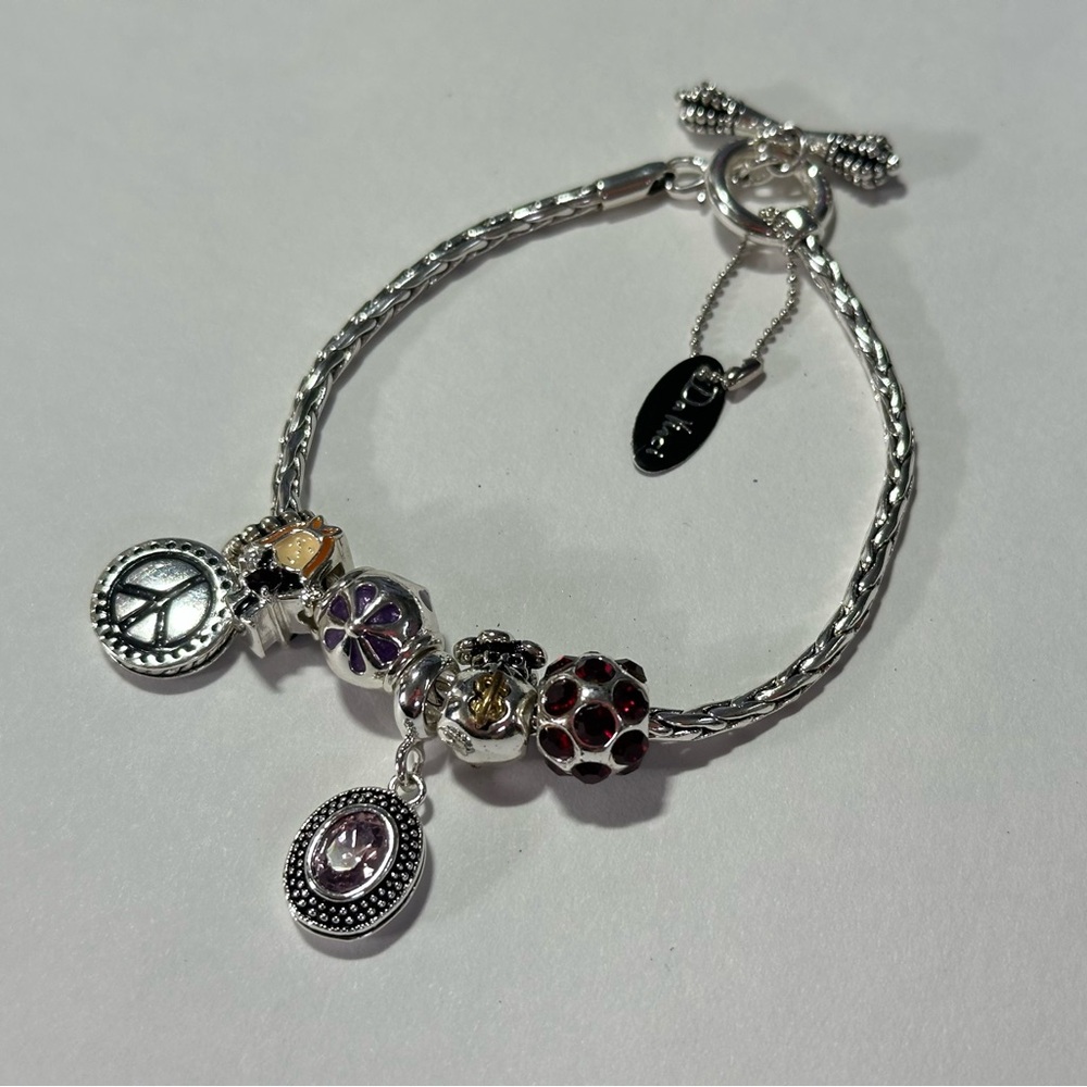 NWT DaVinci Charm Bracelet w/ Charms Money Bag July Birthstone Peace Stackable